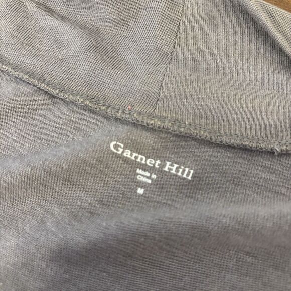 Garnet Hill Linen Blend Gray Draped Pockets Open Front Light Weight Cardigan Med - Picture 3 of 6